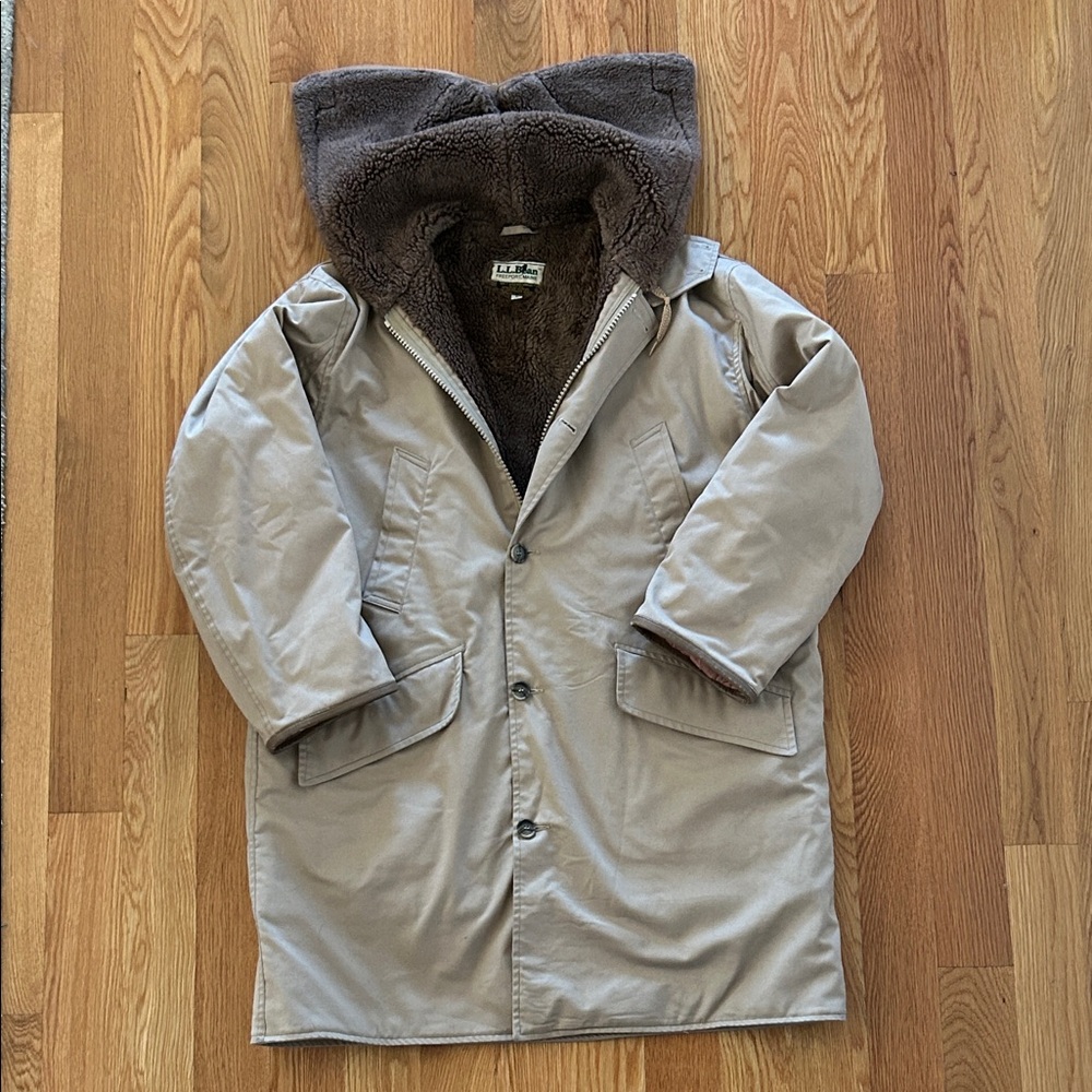 Vintage L.L. Bean   Hooded Coat with Faux Fur Lining